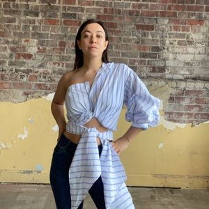 One shoulder striped top